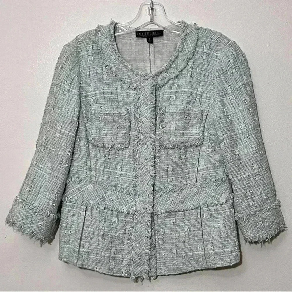 LAFAYETTE 148 NEW YORK Light Blue Tweed blazer | size 8P - Picture 1 of 5